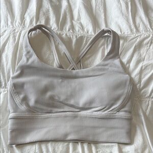 Women's Cream Ribbed Sports Bra